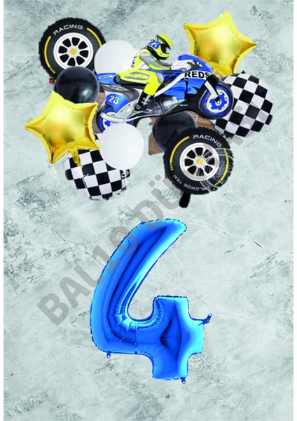 Motorsiklet Mavi Temalı Doğum Günü Seti Yaş-4