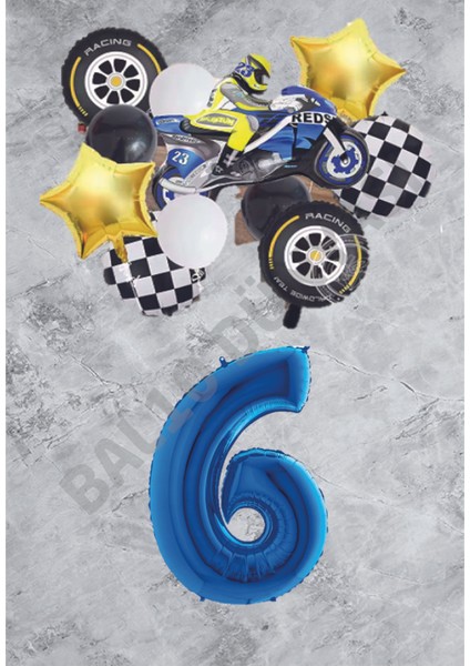 Motorsiklet Mavi Temalı Doğum Günü Seti Yaş-6