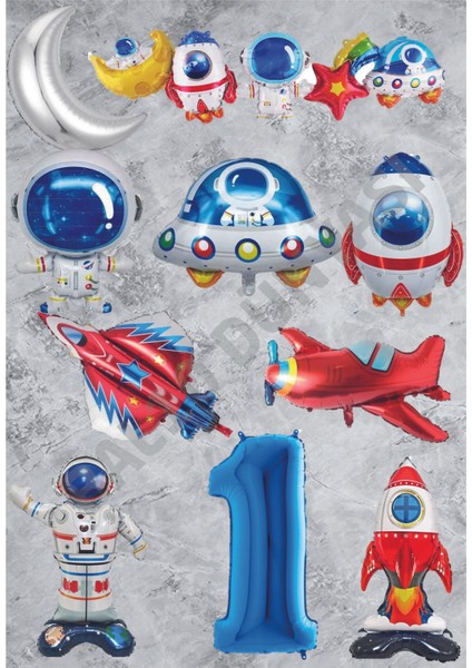 Uzay Temalı Doğum Günü Parti Seti Yaş 1