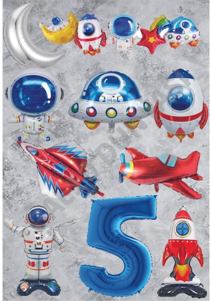 Uzay Temalı Doğum Günü Parti Seti Yaş 5