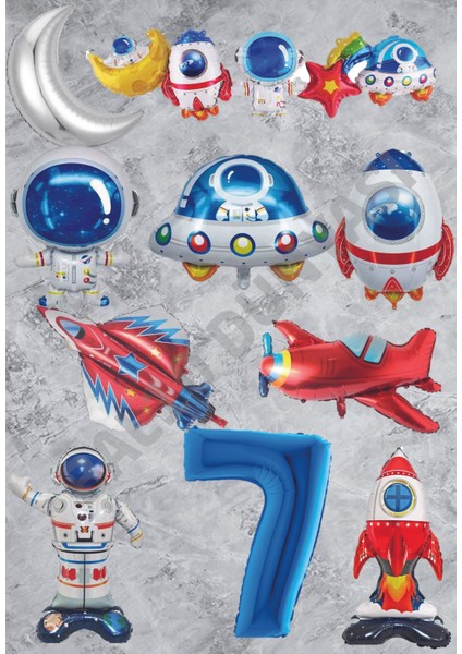 Uzay Temalı Doğum Günü Parti Seti Yaş 7