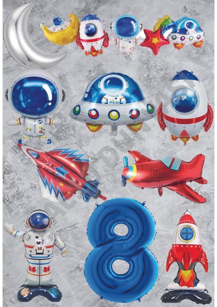 Uzay Temalı Doğum Günü Parti Seti Yaş 8