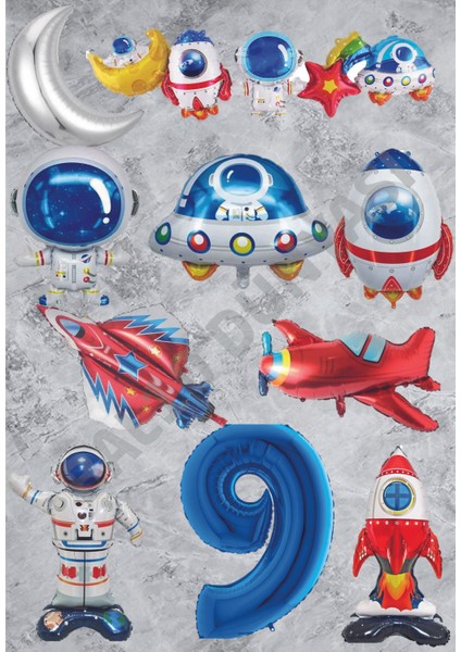 Uzay Temalı Doğum Günü Parti Seti Yaş 9