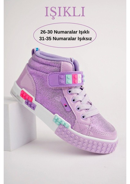 KUKULİ Garantili Legolu Bağcıklı ve Cırtlı Ortopedik Çocuk Sneaker Spor Ayakkabı