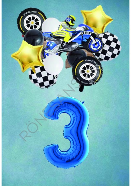 Motorsiklet Mavi Temalı Doğum Günü Seti Yaş-3