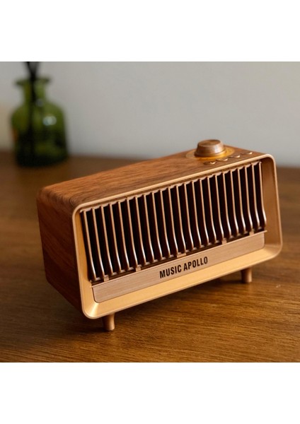 Bluetooth Coverzone Yeni Nesil Retro Radyo Görünümlü Speaker USB Tf Aux Bluetooth Müzik Kutusu Retro Teleskopik Anten Type-C Şarj Edilebilir Kahverengi B3