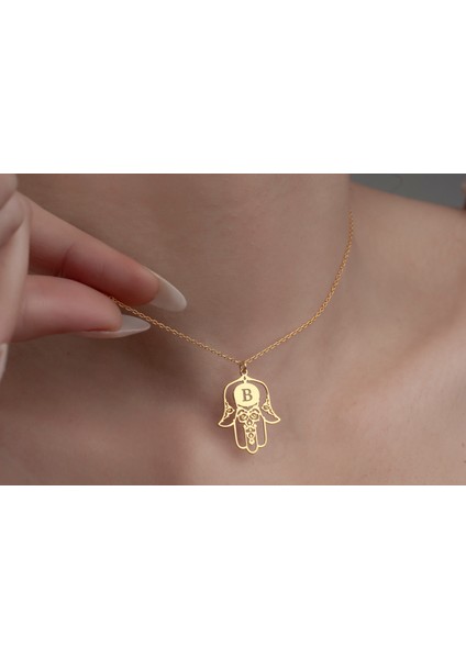 Kişiye Özel Harf Kolye Fatıma Ana'nın Eli 925 Ayar Gümüş Kolye,gümüş,rose Gold,altın Kaplama Kolye indirimleri