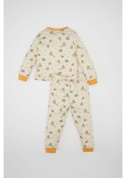 Erkek Bebek Pijama Takımı Dinazor Baskılı Uzun Kollu Üst Uzun Alt D3437A524WN