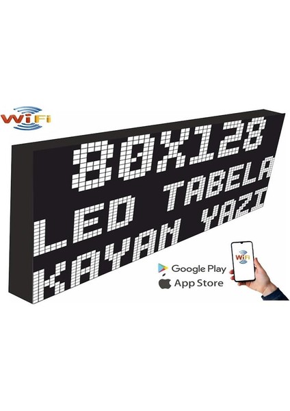 LED Tabela 80X128CM Tek Taraflı Beyaz  Kayan Yazı-Wifi