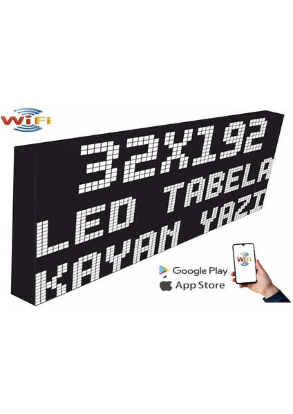 LED Tabela 32X192CM Tek Taraflı Beyaz  Kayan Yazı-Wifi