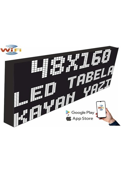 LED Tabela 48X160CM Tek Taraflı Yeşil  Kayan Yazı-Wifi