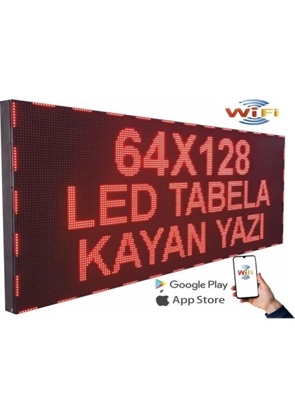 LED Tabela 64X128CM Çift Taraflı Kırmızı Kayan Yazı-Wifi