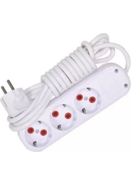 3 Lü 5 Metrelik Topraklı Ara Kablosu Uzatmalı Seyyar 3lü Grup Priz