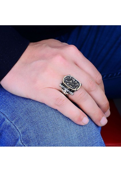 Benzersiz 925 Ayar Gümüş Erkek Yüzük, Gotik Vintage Tasarım, Türk El Işi Lüks Takı modelleri