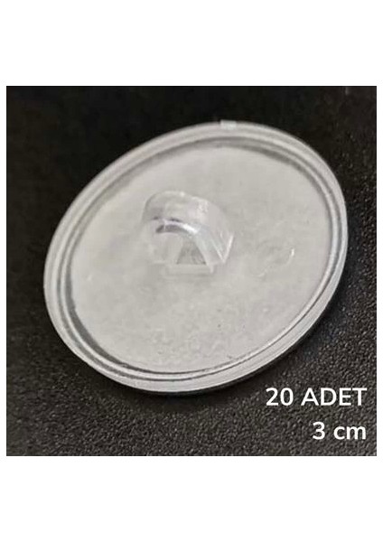 20 Adet Şeffaf Yuvarlak 3 cm Çaplı Güçlü Disk Yapışkanlar