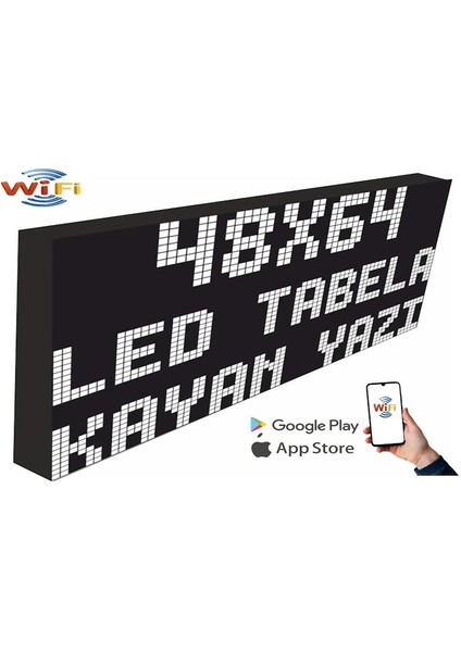 LED Tabela 48X64CM Tek Taraflı Beyaz Kayan Yazı-Wifi