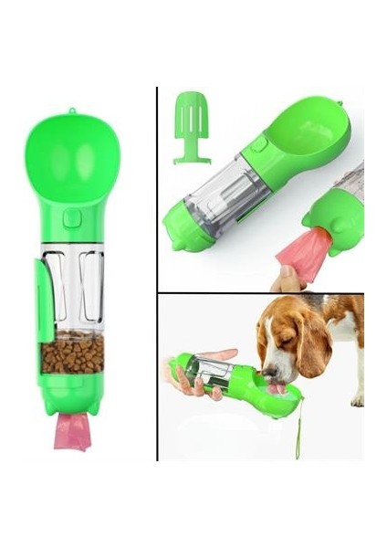 Buffer® Taşınabilir Hazneli Mama Kaplı ,kaka Poşetli Kedi,köpek SULUĞU-300ML