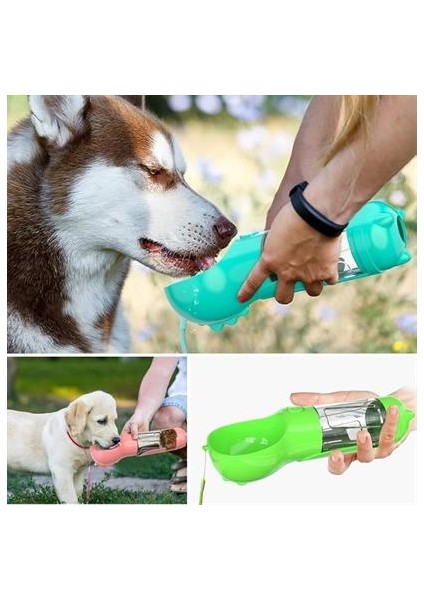 Buffer® Taşınabilir Hazneli Mama Kaplı ,kaka Poşetli Kedi,köpek SULUĞU-300ML