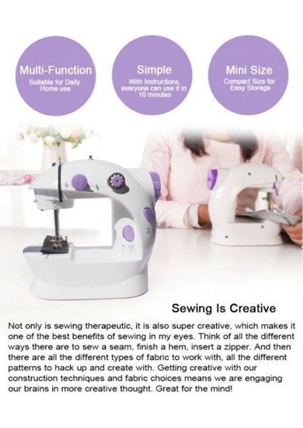 Dikiş Makinesi Sew Whiz Elektrikli Veya Pille Çalışabilen Çift Kademeli Işıklı Mini