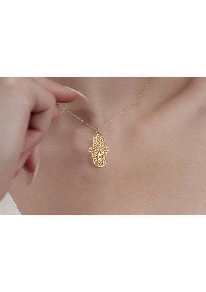 Fatıma Ana'nın Eli Kolye, Hamse Kolye, 925 Ayar Gümüş Kolye,gümüş,rose Gold,altın Kaplama Kolye fırsatları
