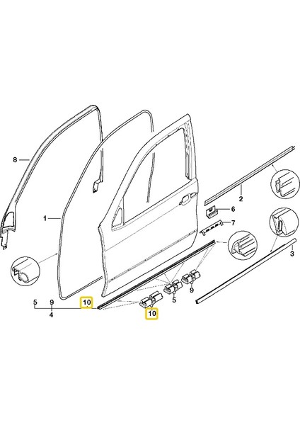 Bmw E53 Uyumlu Kapı Alt Fitil Klipsi 51337052945 10 Adet