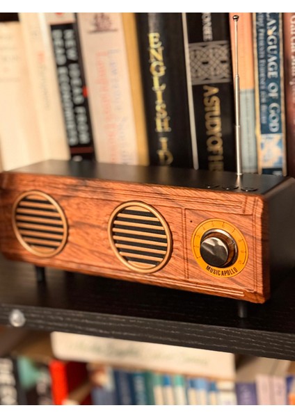 Coverzone Yeni Nesil Retro Radyo Görünümlü Speaker USB Tf Aux Bluetooth Müzik Kutusu Retro Teleskopik Anten Type-C Şarj Edilebilir Kahverengi B15