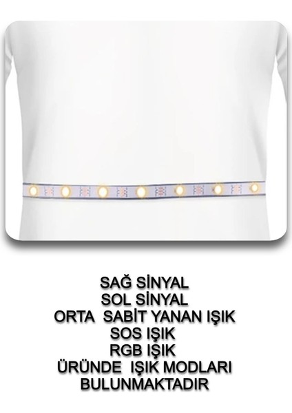 Bisikletçiler Için LED Işıklı Güvenlik Kemeri Uzaktan Kumandalı Çok Fonksiyonlu 5modlu LED Işıkkemer modelleri