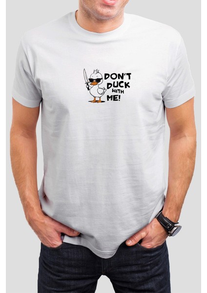 ''don't Duck With Me'' Ördek Baskılı Beyaz Tişört C1038