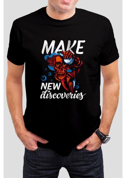 Kuru Kafa Deney Baskılı Siyah Tişört C1032