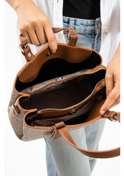 Impolo Berry Vizonkamelempirme Baskı Kadın Kol ve Omuz Çantası 22X27 Ebatında