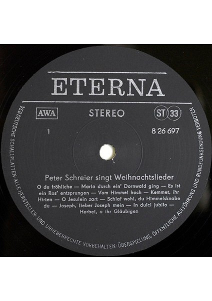 Peter Schreier – Peter Schreier Singt Weihnachtslieder -  Folk Tarz Plak Alithestereo