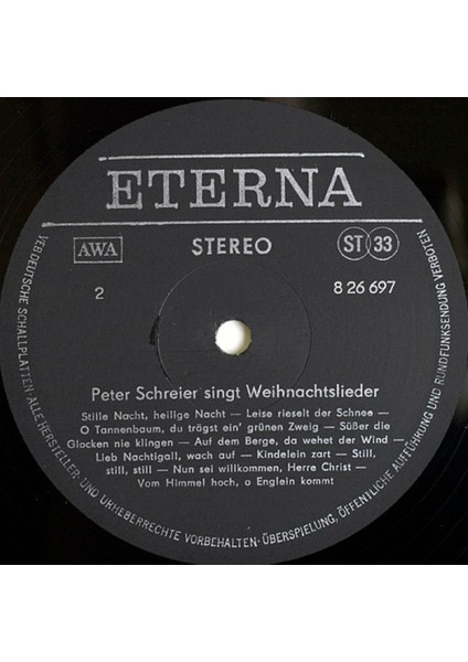 Peter Schreier – Peter Schreier Singt Weihnachtslieder -  Folk Tarz Plak Alithestereo