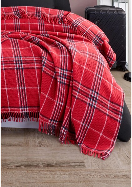 Battaniye Pamuklu Tek Kişilik Warm Soft Kırmızı