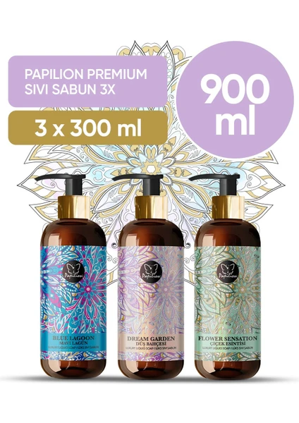 Blue Lagoon - Dream Garden- Flower Breeze Lüks Sıvı Sabun Tanışma Paketi 3X300 ml