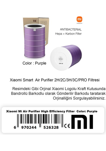 2s Xiaomi Mi Air Purifier 2s Filtre Mor Antibakteriyel