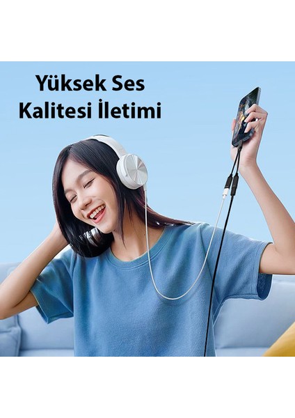 Iphone 15 Için Type-C Şarj + Kulaklık 2in1 Çevirici Adaptör 60W