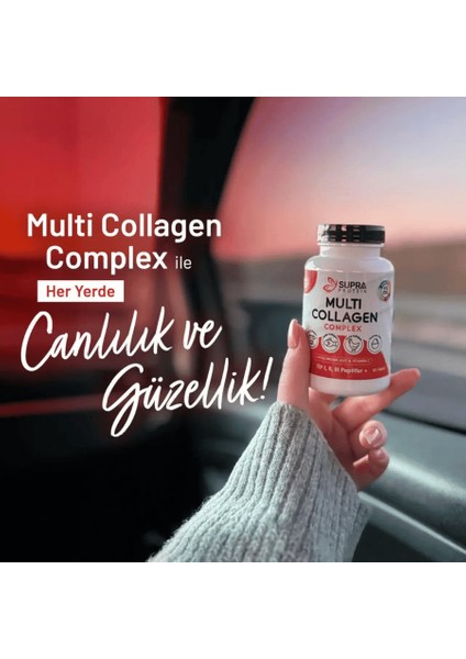 Supra Protein Multi Collagen Complex 60 Tablet- 5 TİP Kolajen- Balık, Sığır, Tavuk, Yumurta Kabuğu Zarı Kolajeni Karışımı + Hyaluronik Asit & Vitamin C