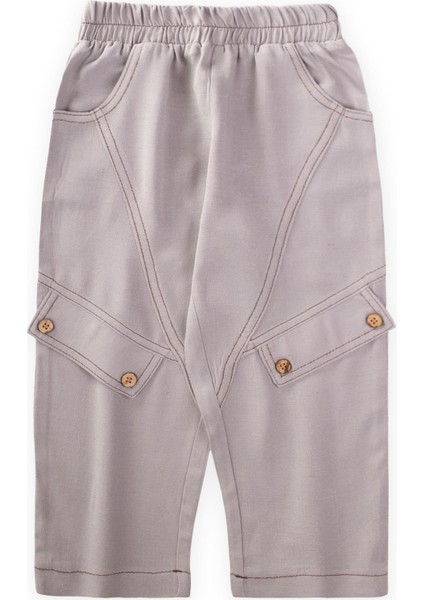 Dizi Kapaklı Keten Pantolon 2-7 Yaş A gri