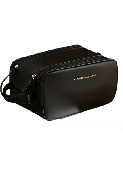 Yüksek Değerli Taşınabilir Pu Çift Fermuarlı Kozmetik Çantası, Büyük Kapasiteli Kozmetik Saklama Çantası (Yurt Dışından)