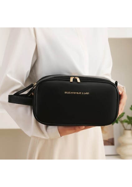 Yüksek Değerli Taşınabilir Pu Çift Fermuarlı Kozmetik Çantası, Büyük Kapasiteli Kozmetik Saklama Çantası (Yurt Dışından) fiyatları