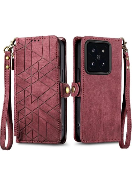 YH Mall Xiaomi 14T Pro Için Flip Case Cüzdan Kapak Çevirin Deri Kılıf Basit (Yurt Dışından)