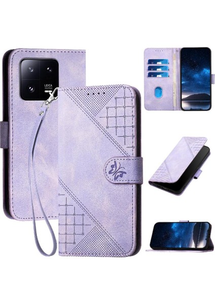 Xiaomi 13 Pro Için Flip Case Kabartmalı Kelebek Yüksek Kaliteli Deri Telefon (Yurt Dışından)