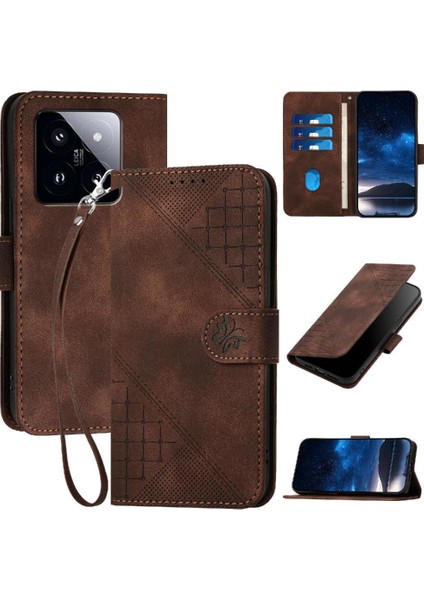 Xiaomi 14 Pro Yüksek Kalite Deri Telefon Kılıfı ve Kredi Için Flip Case (Yurt Dışından)