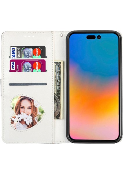 IPhone 14 Için Fermuarlı Cebi Durumda Pro Manyetik Kapatma Pu Deri Glitter (Yurt Dışından)