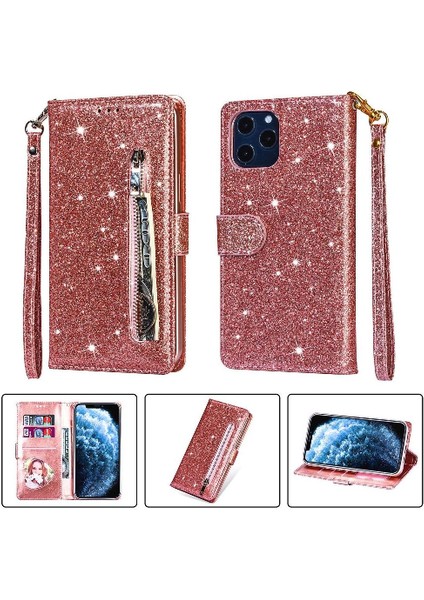 IPhone 12 Pro Max Pu Deri Manyetik Kapatma Için Fermuarlı Cebi Durumda (Yurt Dışından)