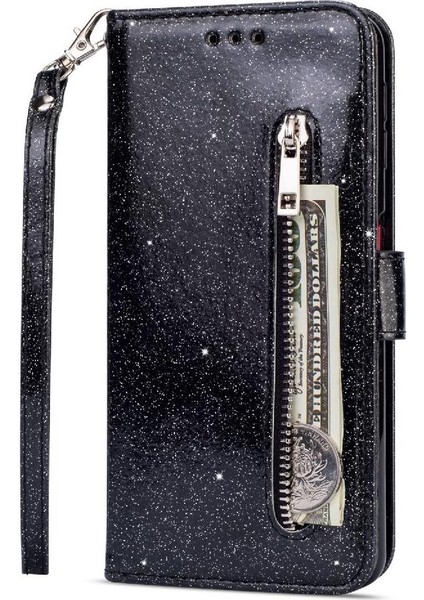 Huawei P30 Lite Glitter Cüzdan Kılıf Bilek Kayışı Için Fermuarlı Cebi Durumda (Yurt Dışından) fiyatları