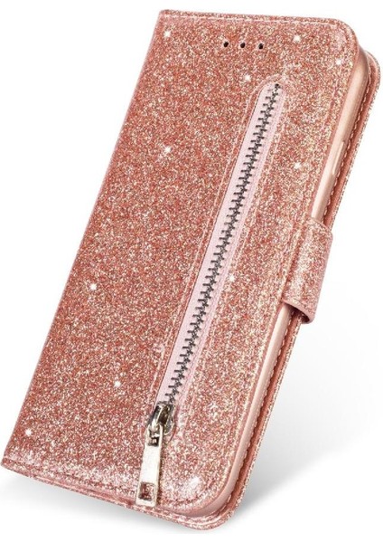 Huawei P30 Lite Glitter Cüzdan Kılıf Bilek Kayışı Için Fermuarlı Cebi Durumda (Yurt Dışından) fırsatları