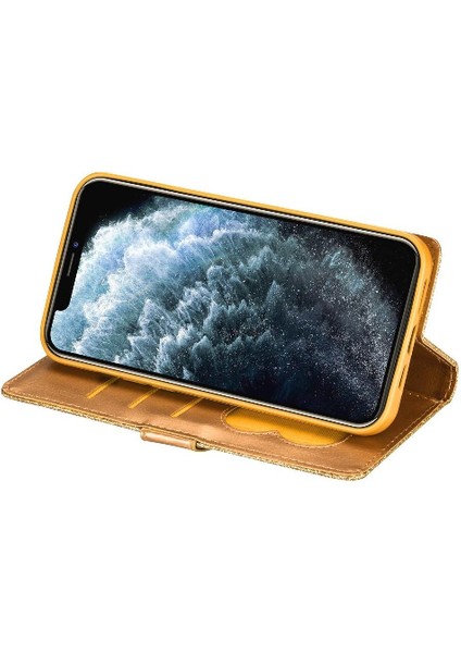 IPhone 11 Pro Için Fermuar Cep Durumda Kart Tutucu Glitter Cüzdan Kılıf Pu (Yurt Dışından)