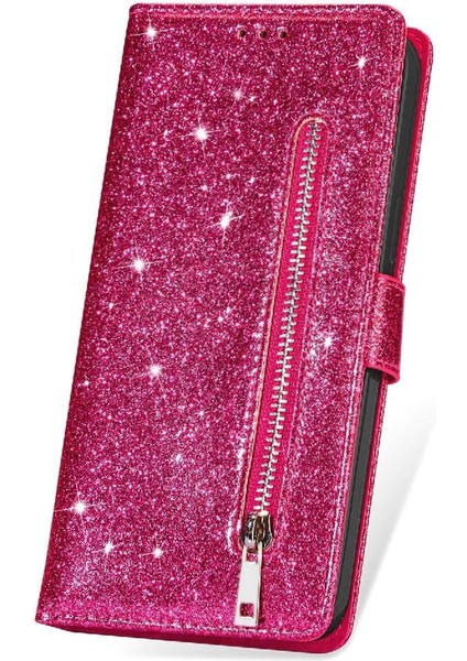 IPhone 14 Için Fermuar Cep Durumda Pro Max Kart Tutucu Pu Deri Glitter (Yurt Dışından)