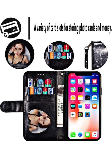 IPhone Xr Manyetik Kapatma Kart Tutucu Için Fermuar Cep Durumda Glitter Pu (Yurt Dışından)
